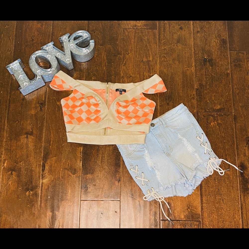 Neon sand crop top